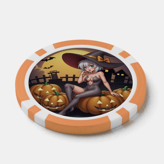 Rote Augenröhre auf Jack-O-Lantern Pokerchips (Einzeln)