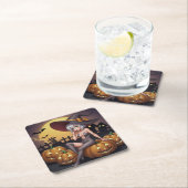 Rote Augenröhre auf Jack-O-Lantern Rechteckiger Pappuntersetzer (Vor Ort)