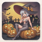 Rote Augenröhre auf Jack-O-Lantern Rechteckiger Pappuntersetzer (Vorderseite)