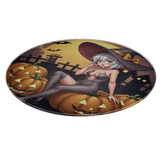 Rote Augenröhre auf Jack-O-Lantern Schneidebrett (Ecke)