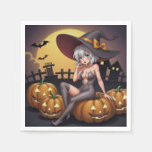 Rote Augenröhre auf Jack-O-Lantern Serviette (Vorderseite)