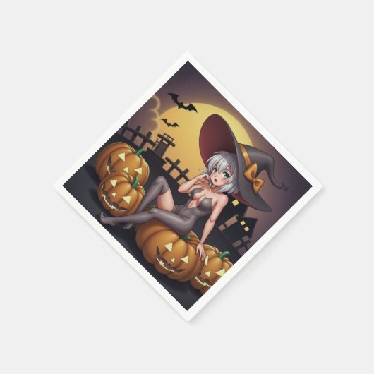 Rote Augenröhre auf Jack-O-Lantern Serviette (Ecke)