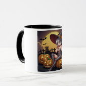 Rote Augenröhre auf Jack-O-Lantern Tasse (Vorderseite Links)