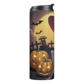 Rote Augenröhre auf Jack-O-Lantern Thermosbecher (Nach links gedreht)