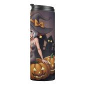 Rote Augenröhre auf Jack-O-Lantern Thermosbecher (Nach rechts gedreht)