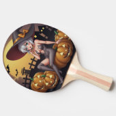Rote Augenröhre auf Jack-O-Lantern Tischtennis Schläger (Seitenansicht)
