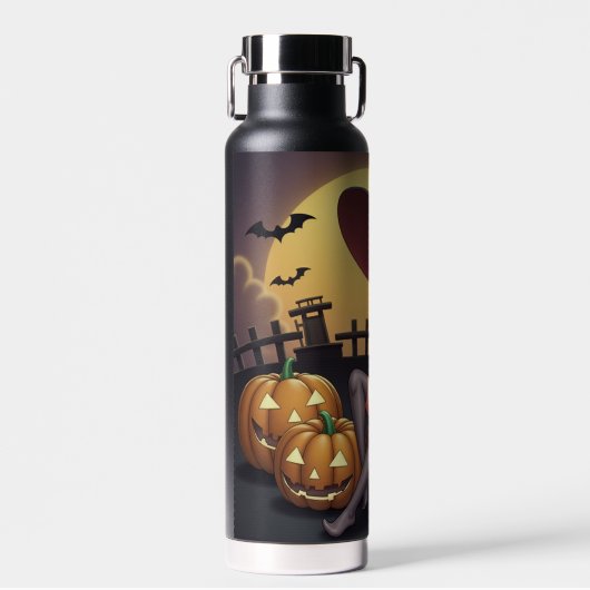 Rote Augenröhre auf Jack-O-Lantern Trinkflasche (Vorne)