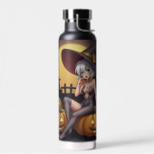 Rote Augenröhre auf Jack-O-Lantern Trinkflasche (Links)