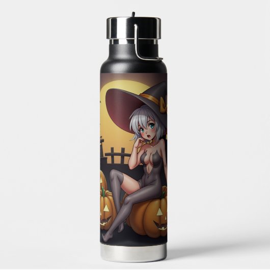 Rote Augenröhre auf Jack-O-Lantern Trinkflasche (Links)