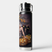 Rote Augenröhre auf Jack-O-Lantern Trinkflasche (Hinten)