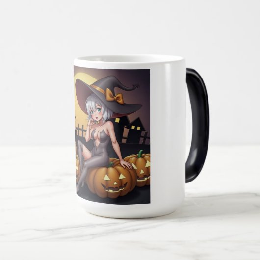 Rote Augenröhre auf Jack-O-Lantern Verwandlungstasse (VorderseiteRechts)