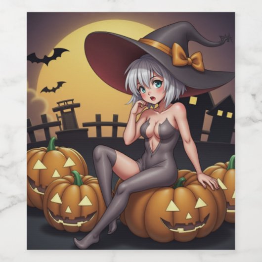 Rote Augenröhre auf Jack-O-Lantern Weinetikett (Einzelnes Label)