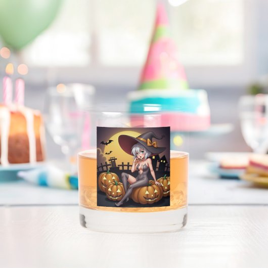 Rote Augenröhre auf Jack-O-Lantern Whiskyglas (Insitu (Geburtstag))