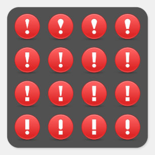 Rote Ausrufezeichen-Warnsymbole Quadratischer Aufkleber