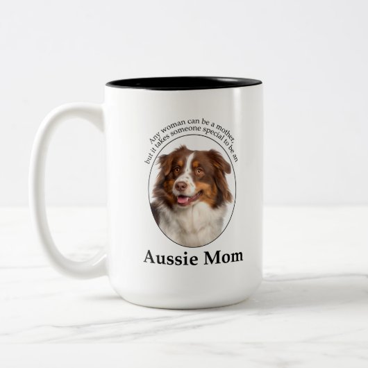 Rote Australische Schepherd-Mama Zweifarbige Tasse (Links)