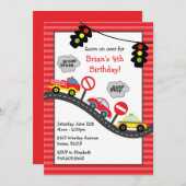 Rote Auto-Geburtstags-Party Einladung (Vorne/Hinten)