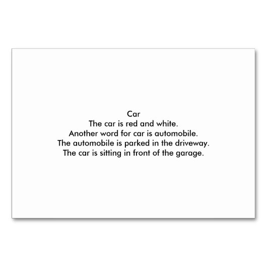 rote Auto-Lesekarten für Erwachsene Tischnummer (Rückseite)