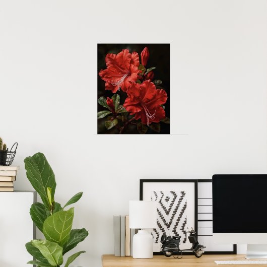 Rote Azalea Blume Art Print Poster (Heimbüro)