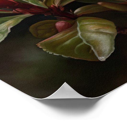 Rote Azalea Blume Art Print Poster (Ecke)