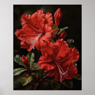 Rote Azalea Blume Art Print Poster