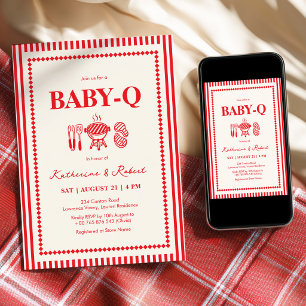 Rote Baby-Q BBQ Baby Shower-Einladung  Einladung