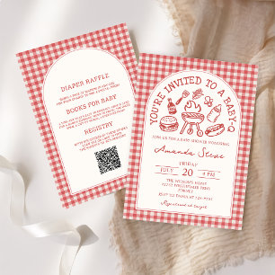 Rote Baby-Q-Garten- BBQ -Baby Shower-Einladung Einladung