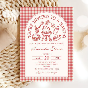 Rote Baby-Q-Garten- BBQ -Baby Shower-Einladung Einladung