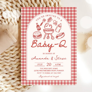 Rote Baby-Q-Gartenparty-Baby-Shower-Einladung Einladung
