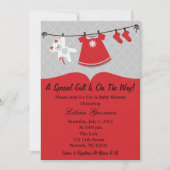 Rote Babydusche Einladung (Vorderseite)