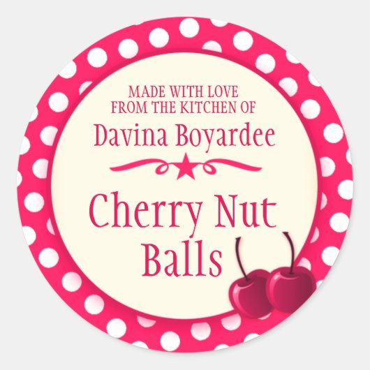Rote Backaufkleber mit runder Kirsche Aufkleber (Vorderseite)