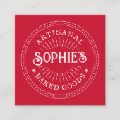 Rote Bäckerei Logo Baker Konditorei Koch Typografi Quadratische Visitenkarte (Vorderseite)