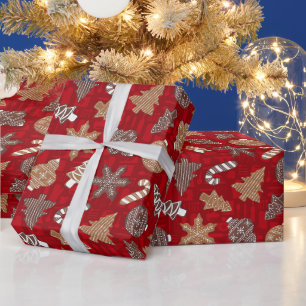 Rote Backplätzchen Weihnachtskekse  Geschenkpapier