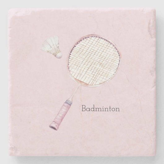 Rote Badminton-Sportarten Steinuntersetzer (Vorderseite)