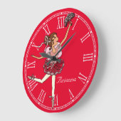 Rote Ballerina Mädchen Zimmername Wanduhr (Winkel)