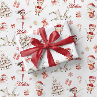 Rote Ballerina-Weihnachtsgeschenkpapier Kinder Geschenkpapier