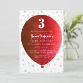 Rote Ballon-Geburtstags-Party Einladung (Stehend Vorderseite)