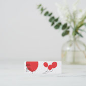 Rote Ballone - dünn Mini Visitenkarte (Stehend Vorderseite)