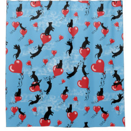 Rote Ballons fliegen Duschvorhang