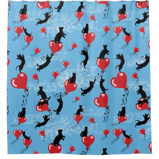 Rote Ballons fliegen Duschvorhang (Vorderseite)