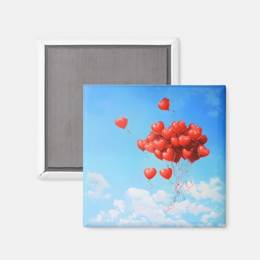 Rote Ballons in Form eines Herzens, das zum Magnet (Vorderseite/Rückseite)