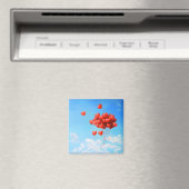 Rote Ballons in Form eines Herzens, das zum Magnet (In Situ (Geschirrspüler))