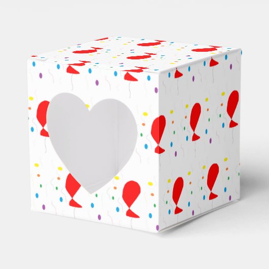Rote Ballons mit bunten Konfetti-Mustern Geschenkschachtel (Vorderseite)