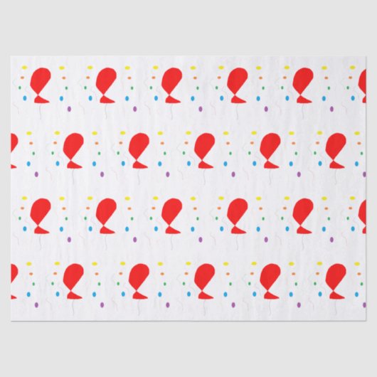 Rote Ballons mit bunten Konfetti-Mustern Seidenpapier (Vorderseite)