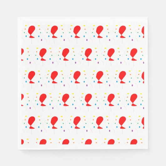Rote Ballons mit bunten Konfetti-Mustern Serviette (Vorderseite)