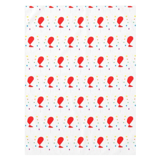 Rote Ballons mit bunten Konfetti-Mustern Tischdecke (Vorderseite)