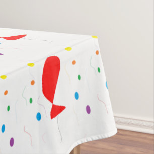 Rote Ballons mit bunten Konfetti-Mustern Tischdecke