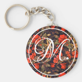 Rote Balsam-Blume und Monogramm Schlüsselanhänger