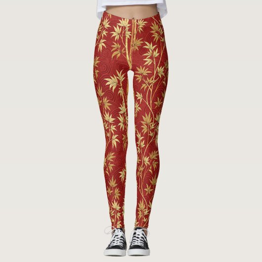 Rote Bambus-Ostasiatisch (1) Leggings (Vorderseite)