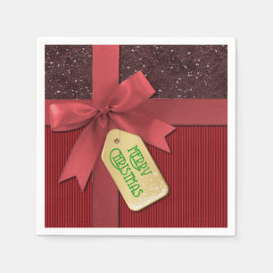 Rote Band-frohe Weihnacht-Geschenk-Servietten Serviette