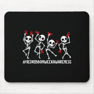 Rote Band Woche Sensibilisierung Skelett Halloween Mousepad